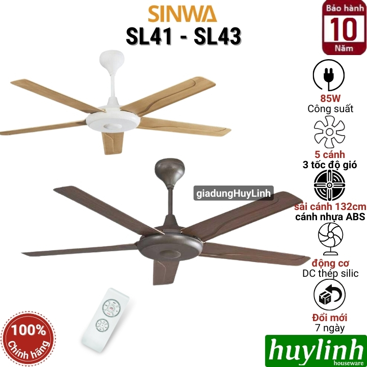 Quạt trần Sinwa SL41 và SL43
