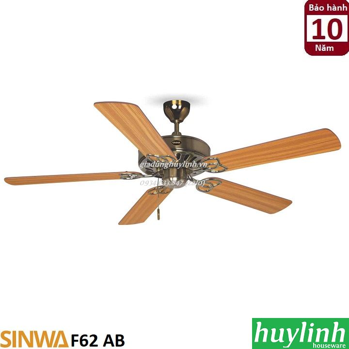 Quạt trần trang trí cánh gỗ Sinwa F62 AB