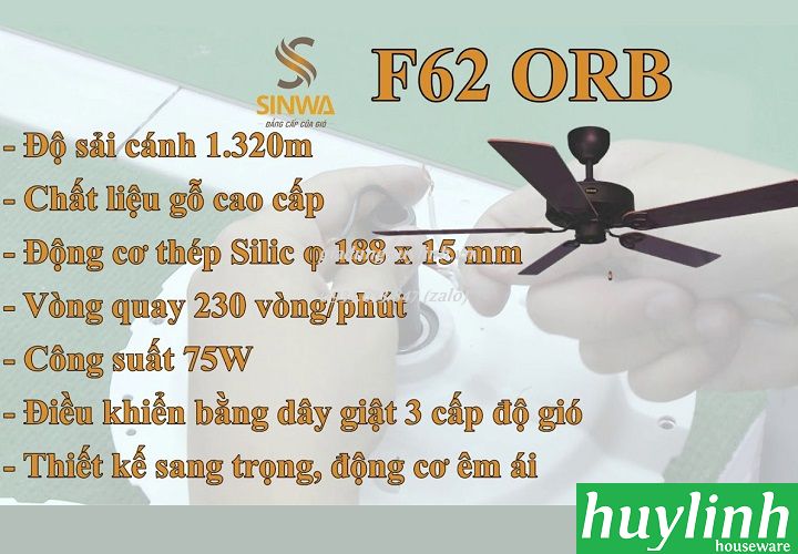 Quạt trần trang trí Sinwa F62 ORB 3