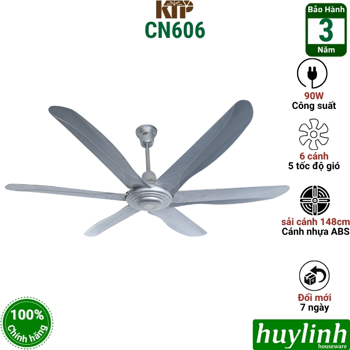 Quạt trần 6 cánh nhựa ABS Kim Thuận Phong CN606 - 1480mm