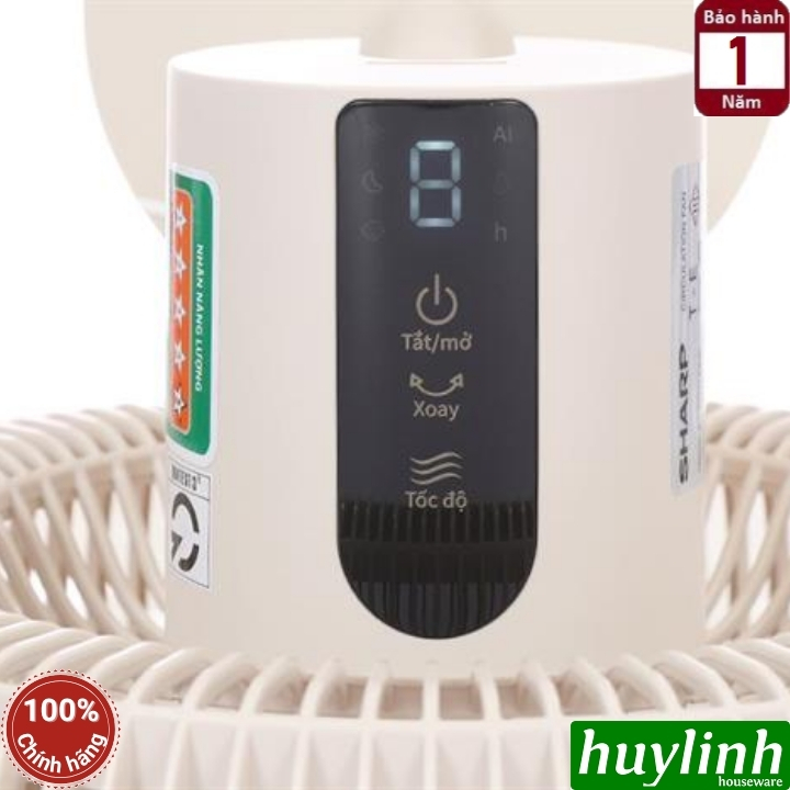 Quạt cây đứng tuần hoàn không khí Sharp PJ-CD114V-C - động cơ DC 36W - 3 cánh 8 tốc độ gió 5