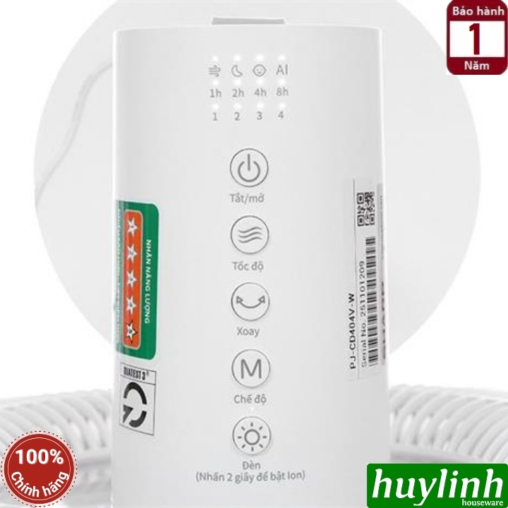 Quạt cây đứng tuần hoàn không khí Sharp PJ-CD404V-W - động cơ DC 24W - 9 cánh 6