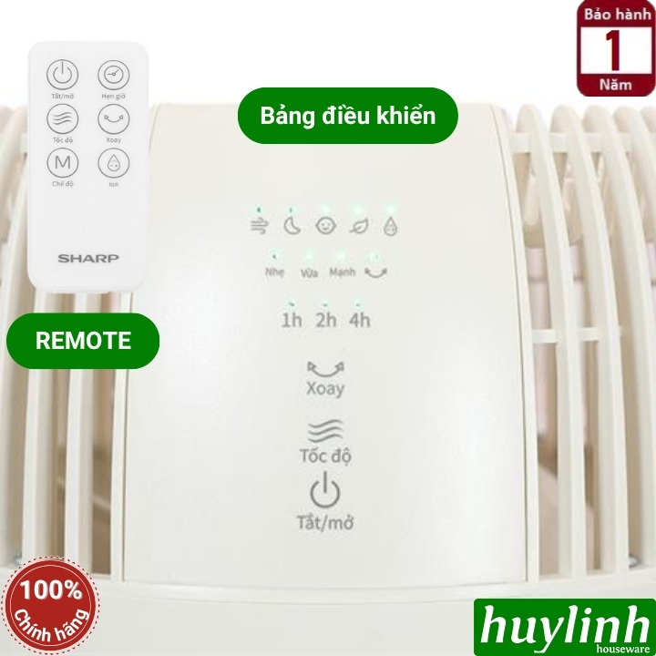 Quạt cây đứng tuần hoàn không khí Sharp PJ-CD603V-C - động cơ DC 24W - 3 cánh 3 tốc độ gió 5