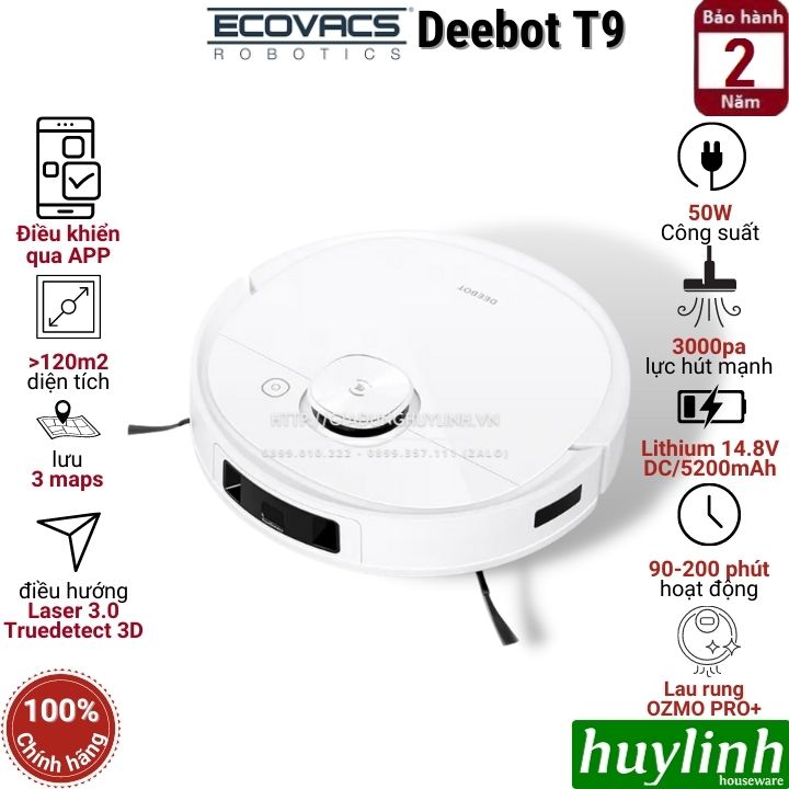 Robot hút bụi lau nhà Ecovacs Deebot T9