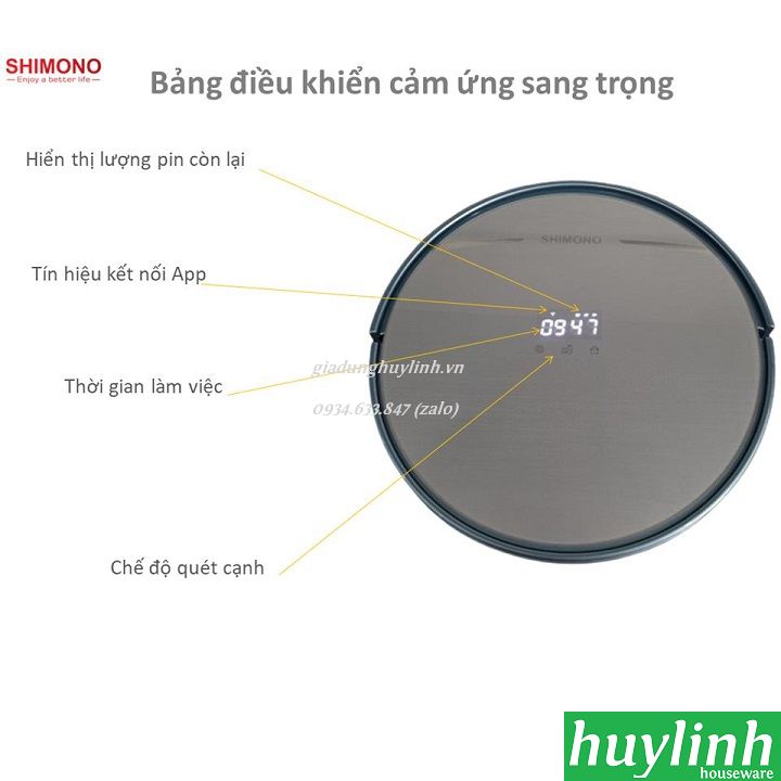 Robot hút bụi lau nhà Shimono X5S - điều khiển smartphone 4