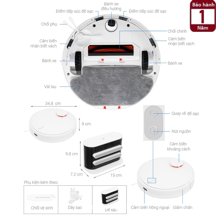 Robot hút bụi lau nhà tự động Xiaomi S10 EU - Hàng chính hãng