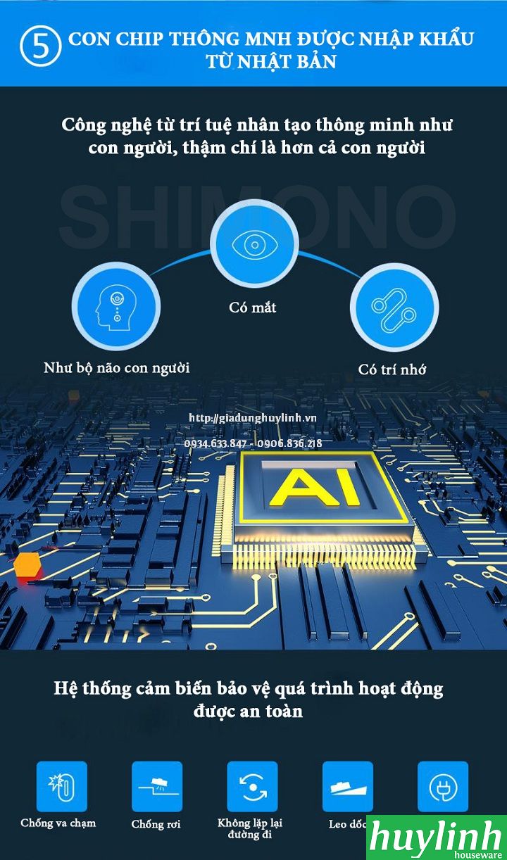 Robot hút bụi lau nhà Shimono RS38B - Điều khiển smartphone 6