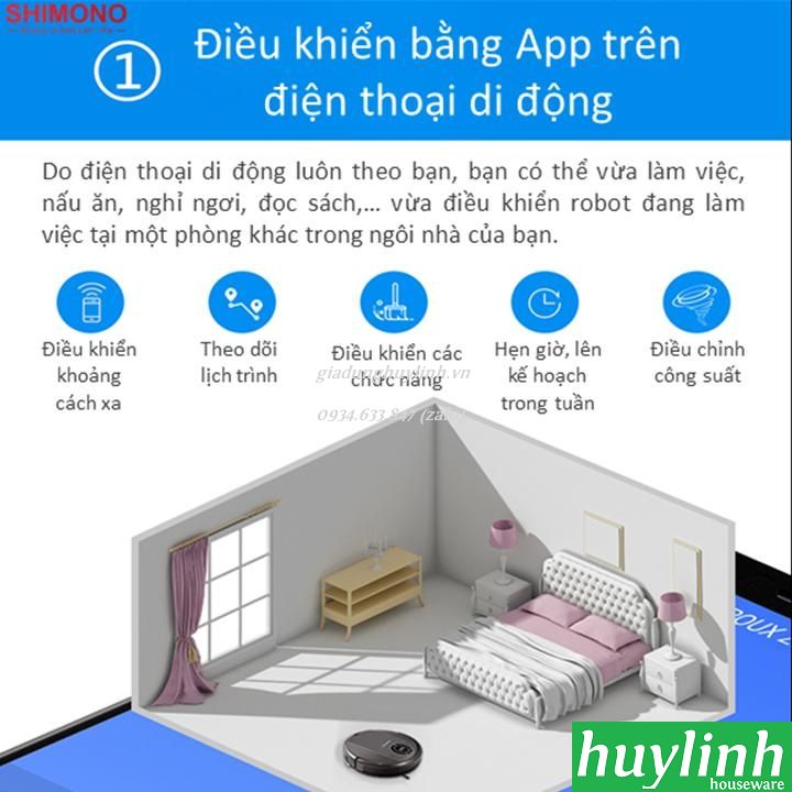 Robot hút bụi lau nhà Shimono ZK808 - điều khiển smartphone 7