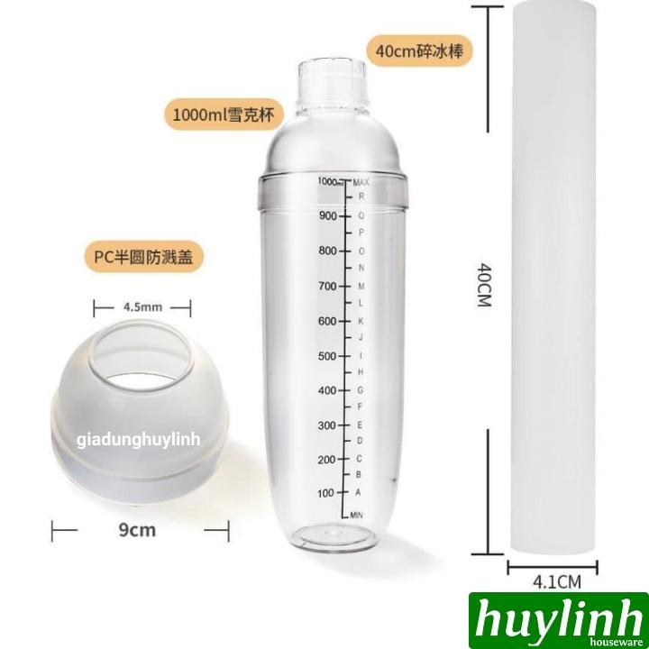 Bộ Shaker nhựa - trà chanh giã tay 700ml - 1000ml