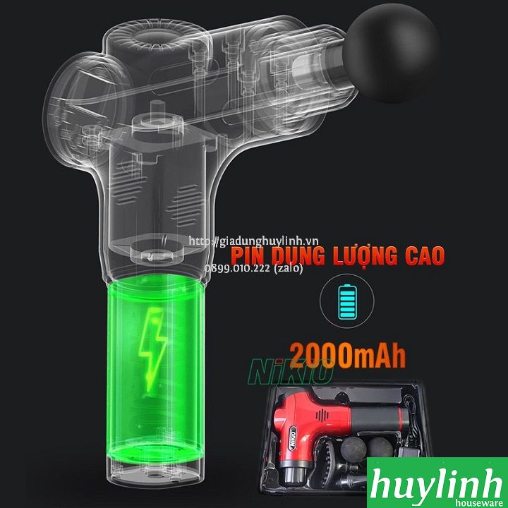 Súng máy massage cầm tay dùng pin Nikio NK-170B - 2000mAh 4