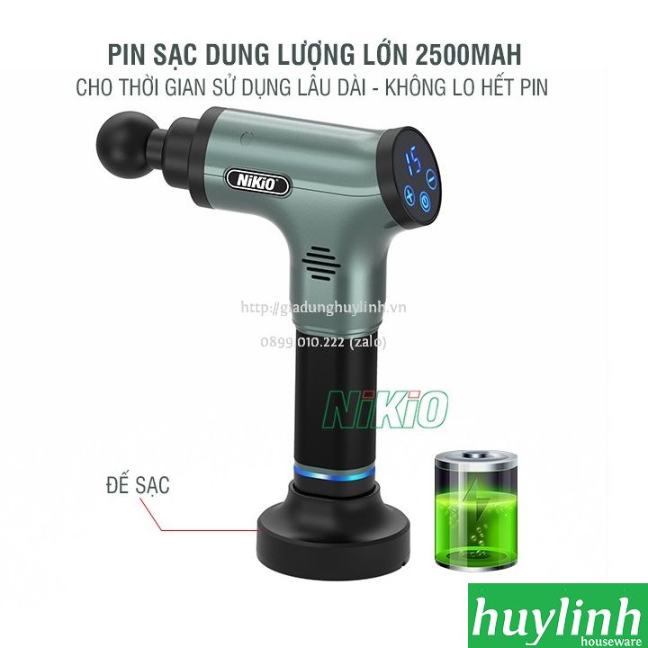 Súng máy massage cầm tay dùng pin Nikio NK-172 - 2500mAh 3