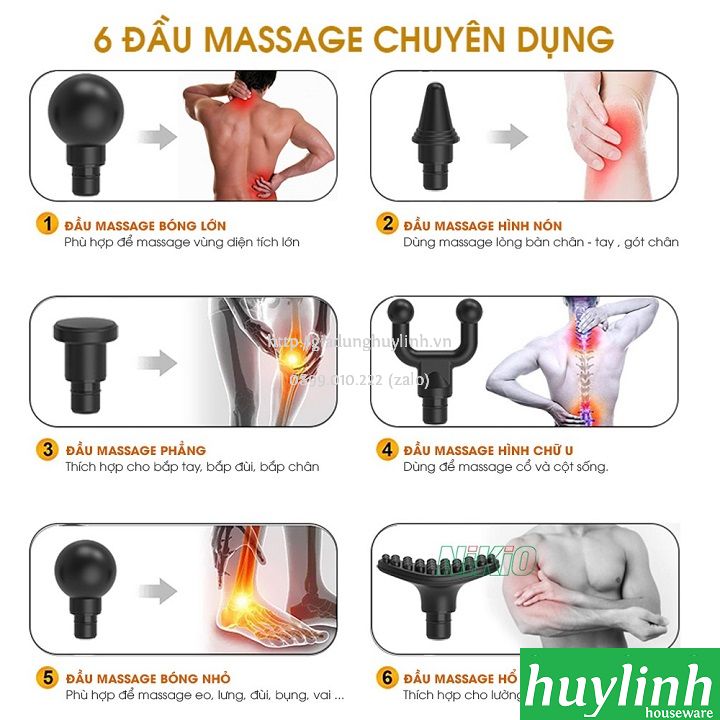 Súng máy massage cầm tay dùng pin Nikio NK-172 - 2500mAh 5