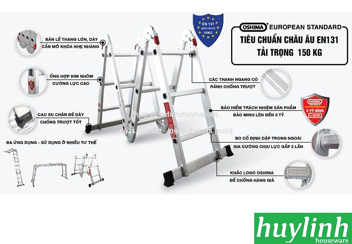 Thang nhôm gấp 4 đoạn 3 bậc Oshima T4D-3 - 3.5 mét 3