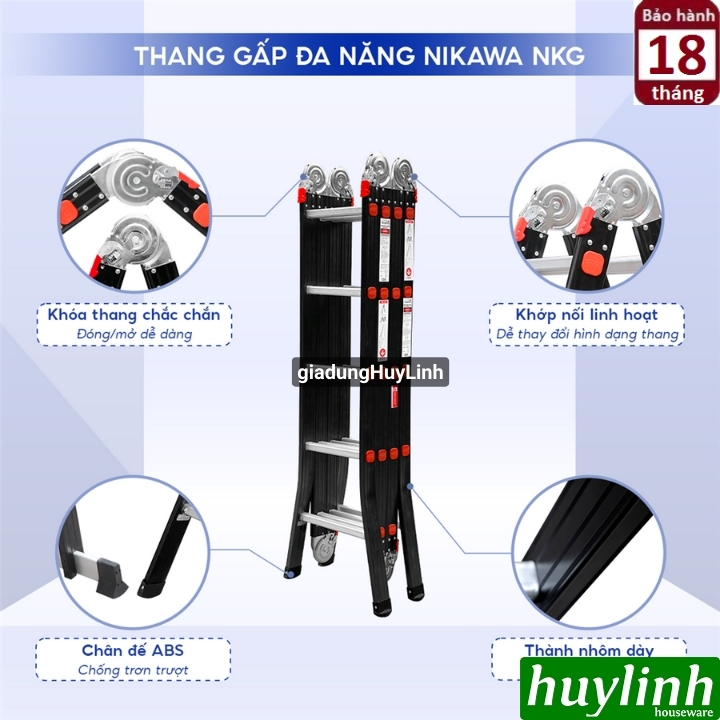 Thang nhôm gấp 4 đoạn 4 bậc Nikawa NKG-44C 2