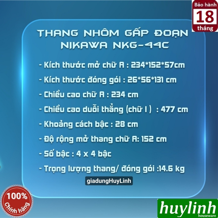 Thang nhôm gấp 4 đoạn 4 bậc Nikawa NKG-44C 3