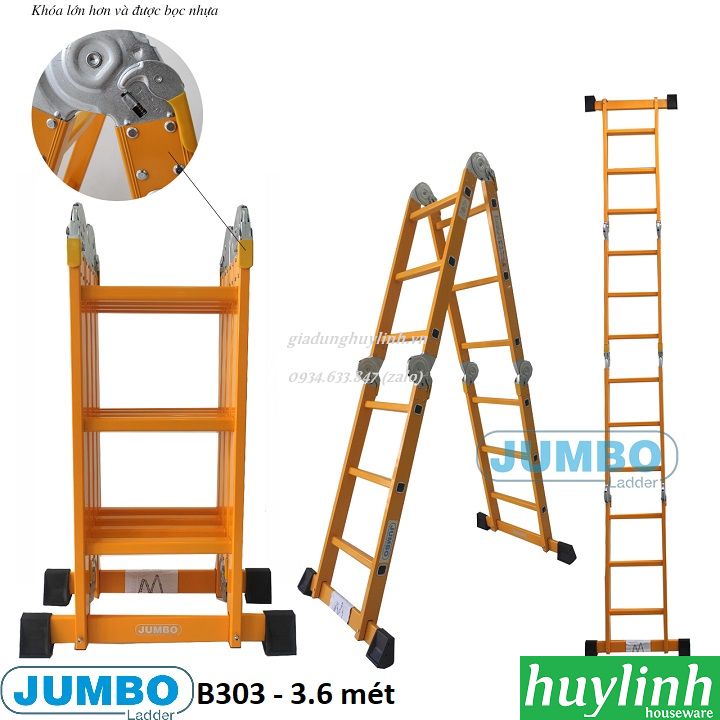 Thang nhôm gấp 4 đoạn Jumbo B303 