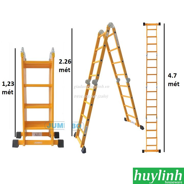 Thang nhôm gấp 4 đoạn Jumbo B304 2