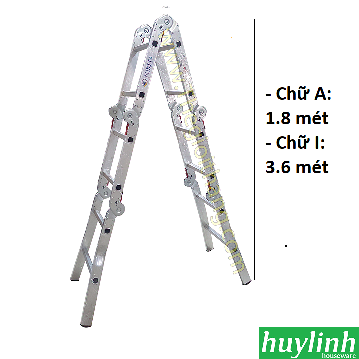 Thang nhôm gấp Nikita NIK26A - 6 đoạn 2 bậc - 3.6 mét 3