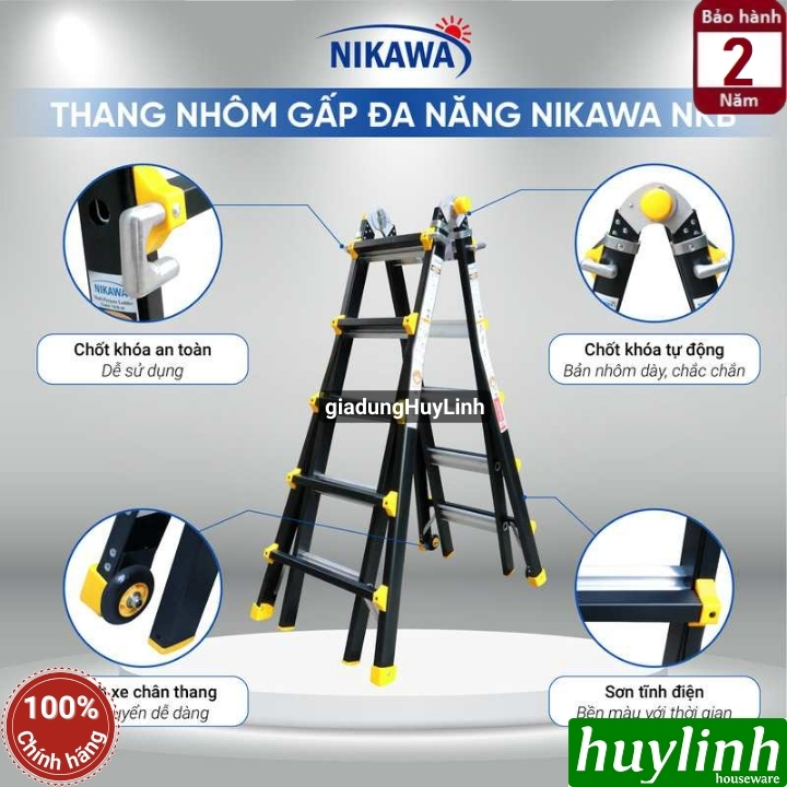 Thang nhôm gấp - trượt đa năng Nikawa NKB-45 - tối đa 5.28m 3