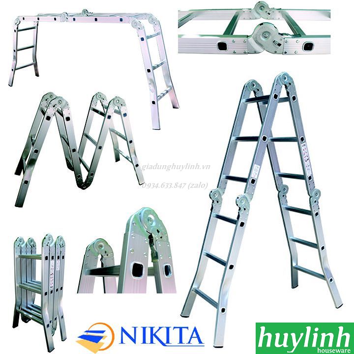 Thang nhôm gấp 4 đoạn Nikita TGA37 3.7 mét 2