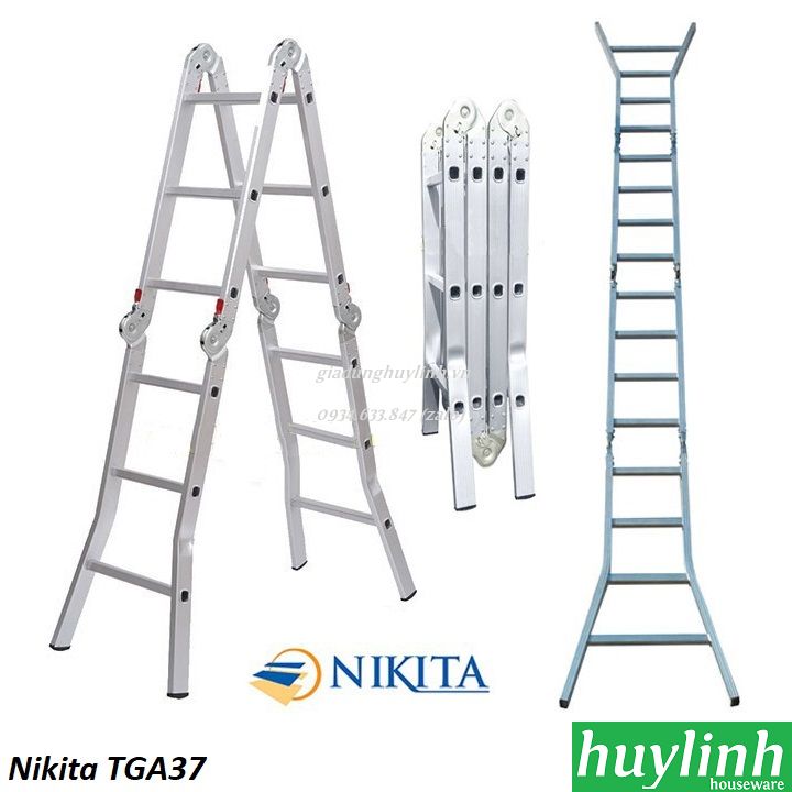 Thang nhôm gấp 4 đoạn Nikita TGA37 3.7 mét