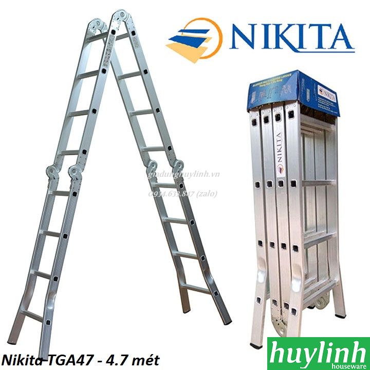 Thang nhôm gấp 4 đoạn Nikita TGA47 - 4.7 mét