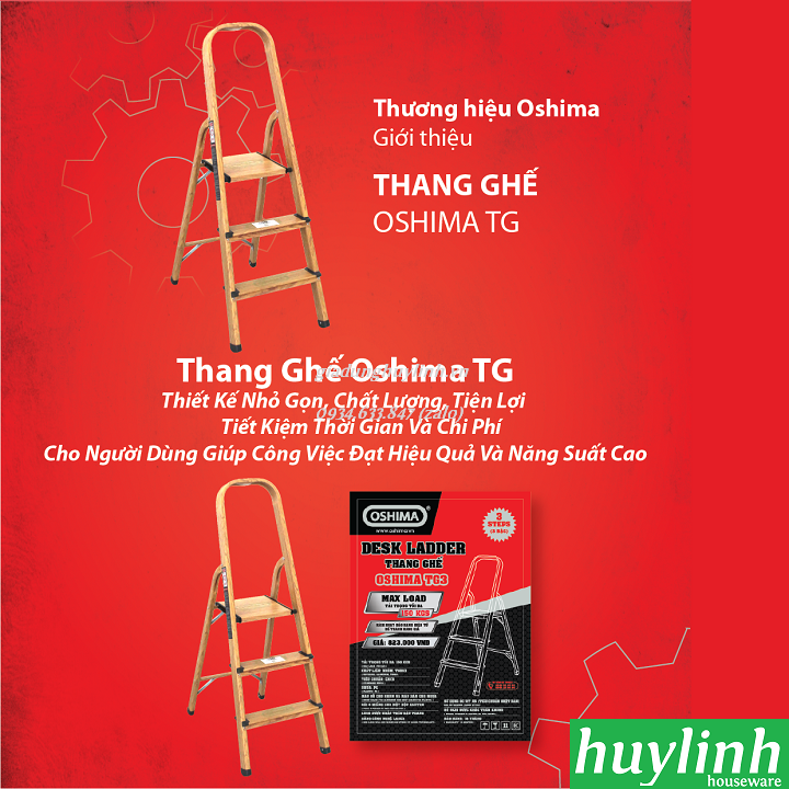 Thang nhôm ghế Oshima TG3 - 3 bậc 2