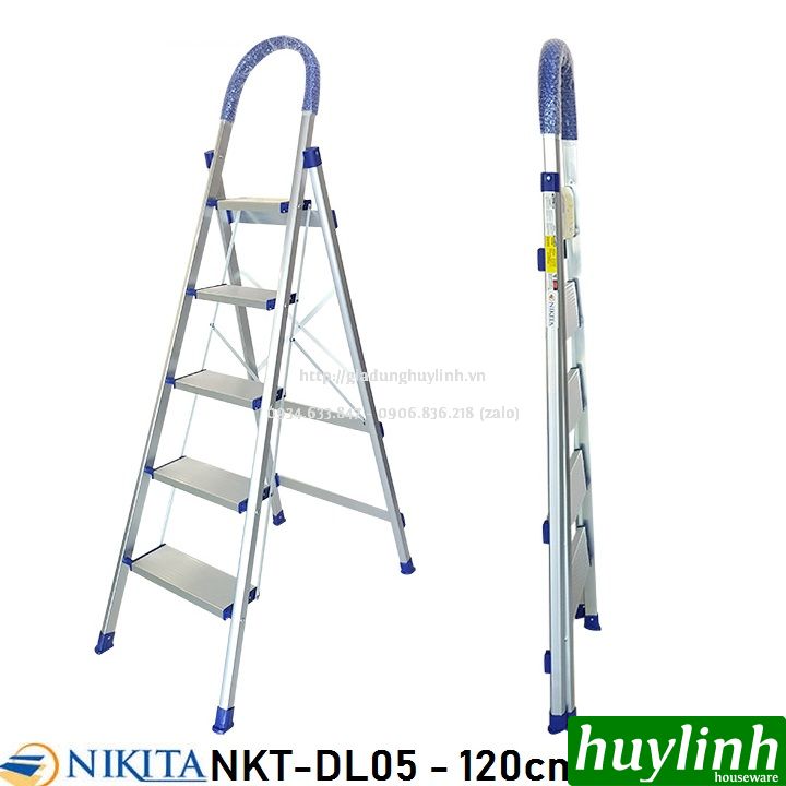 Thang nhôm ghế bản lớn Nikita NKT-DL05 - 5 bậc - 120cm