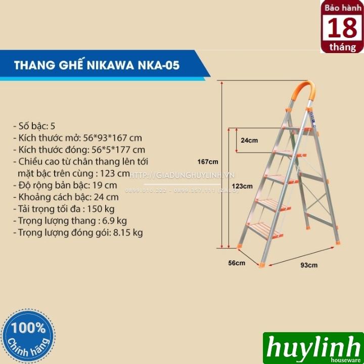 Thang nhôm ghế Nikawa NKA-05 - 5 bậc - 124cm 2