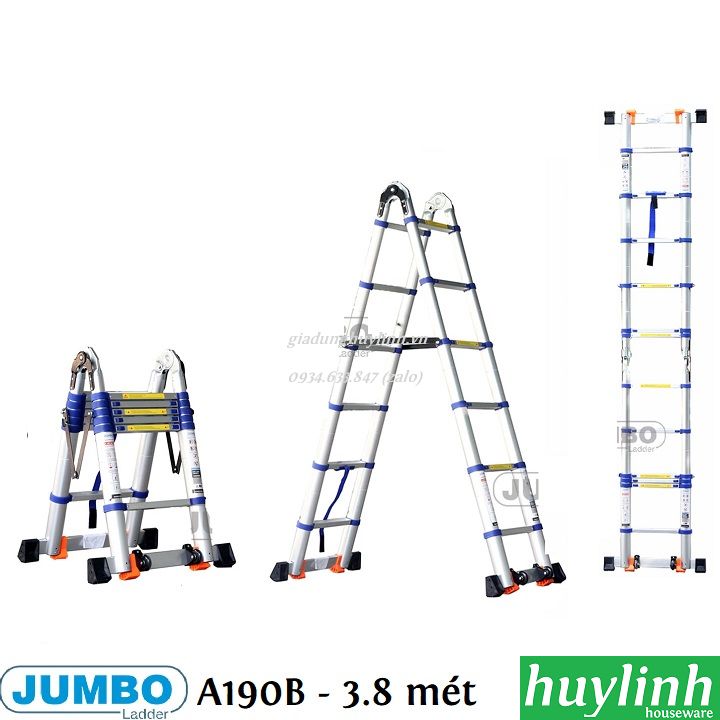 Thang nhôm rút đôi Jumbo A190B  - 3.8 mét