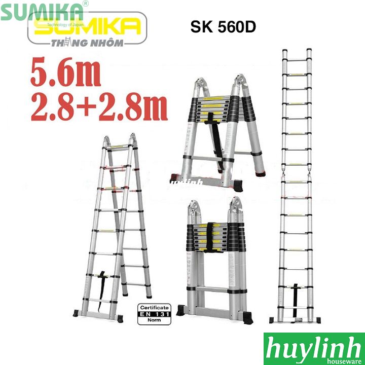 Thang nhôm rút đôi chữ A Sumika SK560D - 5.6m-2