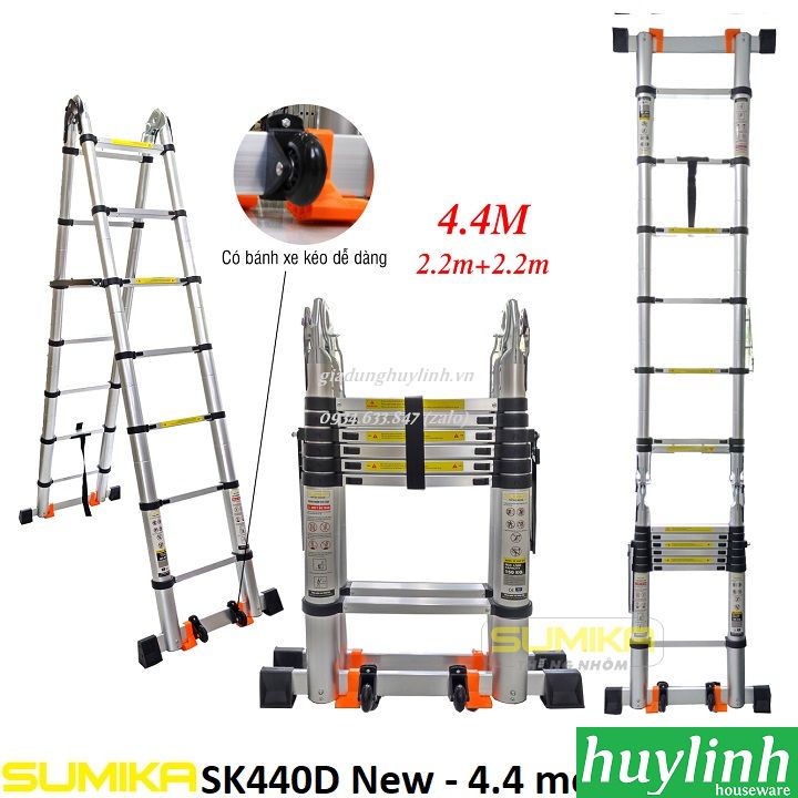 Thang nhôm rút đôi Sumika SK440D New - 4.4 mét