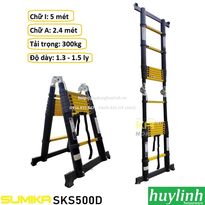 Thang nhôm rút đôi chữ A Sumika SKS500D - 5 mét 2