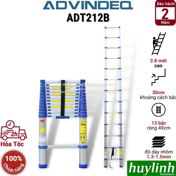 Thang nhôm rút đơn Advindeq ADT212B