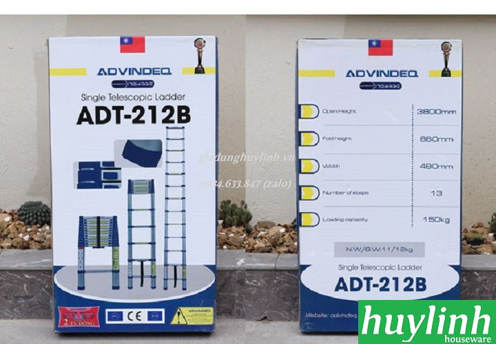 Thang nhôm rút đơn Advindeq ADT212B - 3.8 mét- giadunghuylinh.vn 4