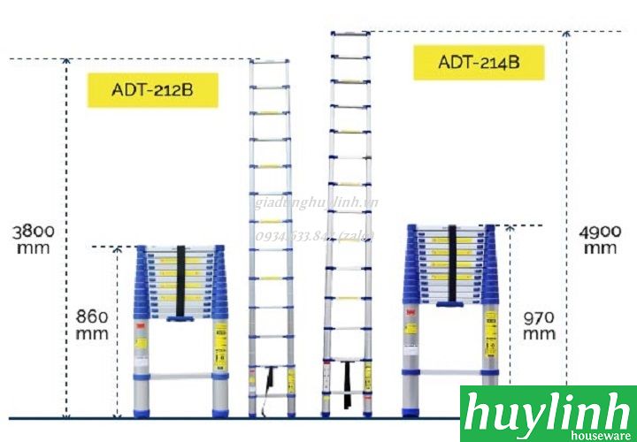 Thang nhôm rút đơn Advindeq ADT214B - 4.9 mét - giadunghuylinh.vn 3