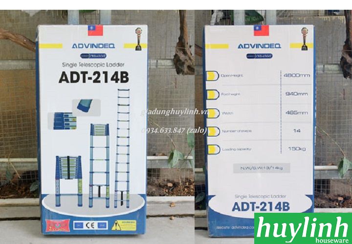 Thang nhôm rút đơn Advindeq ADT214B - 4.9 mét - giadunghuylinh.vn 4