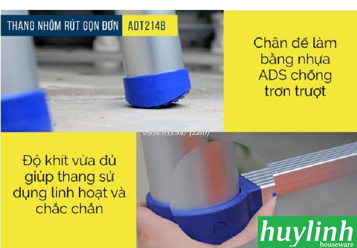 Thang nhôm rút đơn Advindeq ADT214B - 4.9 mét - giadunghuylinh.vn 7