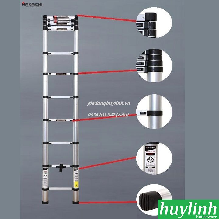 Thang nhôm rút đơn Hakachi HT-440CP - 4.4 mét 4