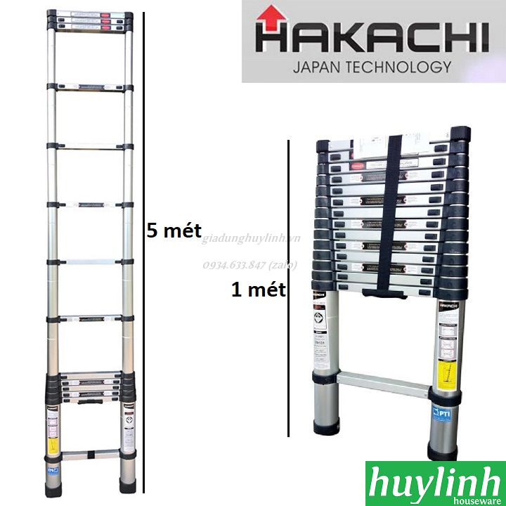 Thang nhôm rút đơn Hakachi HT-500CP - 5 mét 2