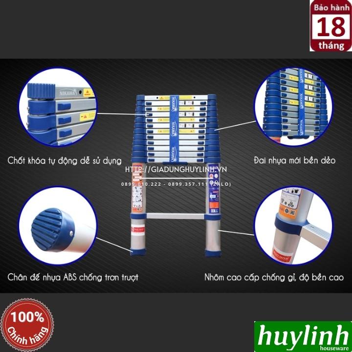 Thang nhôm rút đơn Nikawa NK-32 NEW - 3.2 mét - Tặng đệm cao su 3