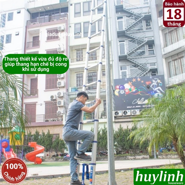 Thang nhôm rút đơn Nikawa NK-44 NEW - 4.4 mét - Tặng đệm cao su 8