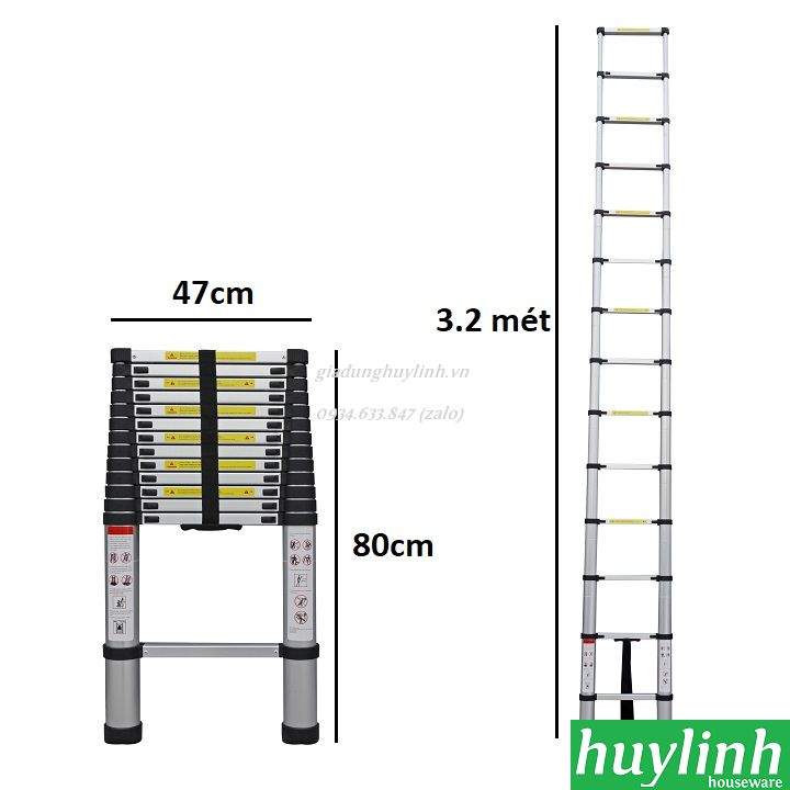 Thang nhôm rút đơn Nikita R32 - 3.2 mét 3
