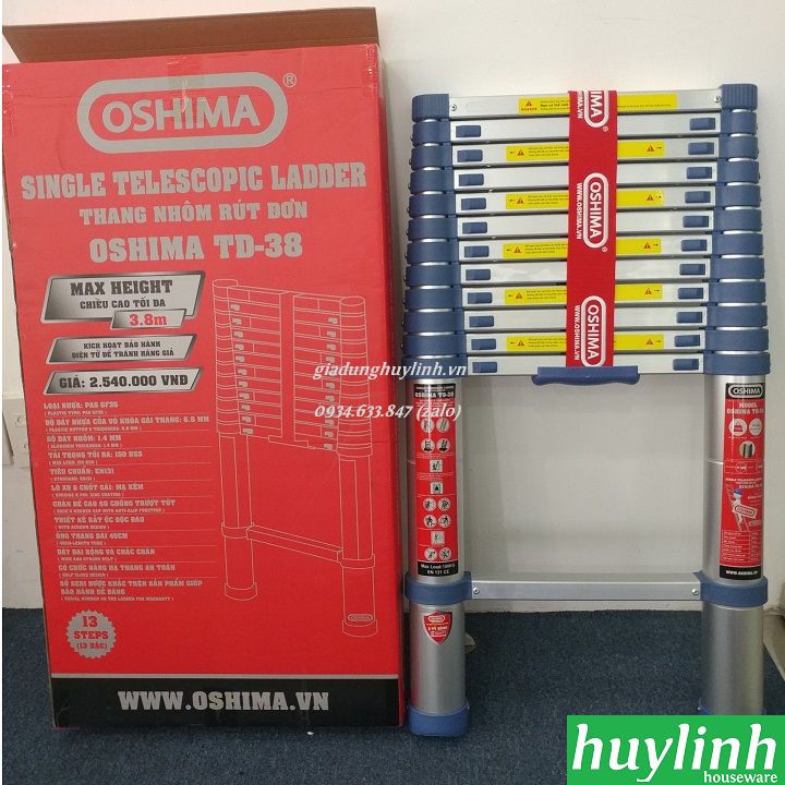 Thang nhôm rút đơn Oshima TD38 - 3.8 mét 2