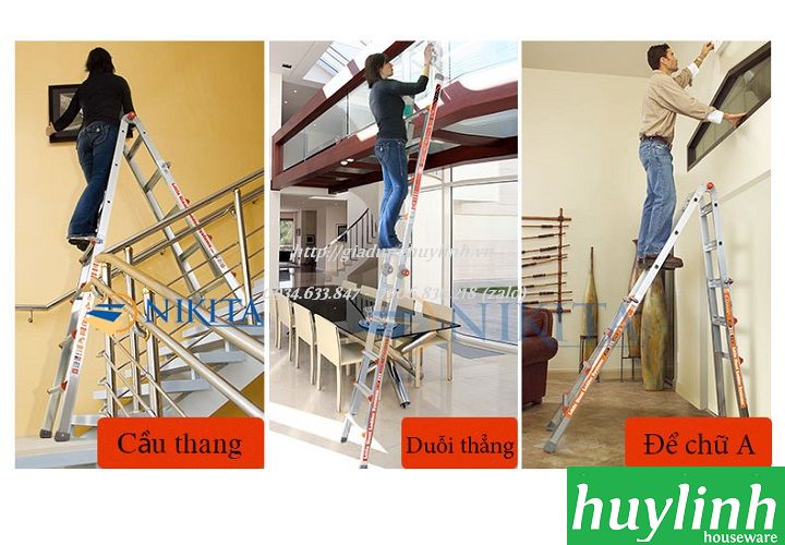 Thang nhôm gấp trượt 4 bậc Nikita AD04 - 4.5 mét 2