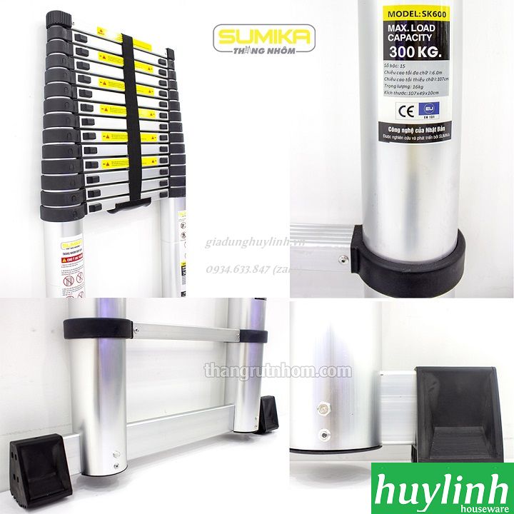 Thang nhôm rút đơn Sumika SK600 - 6 mét - tải trọng 300kg 3