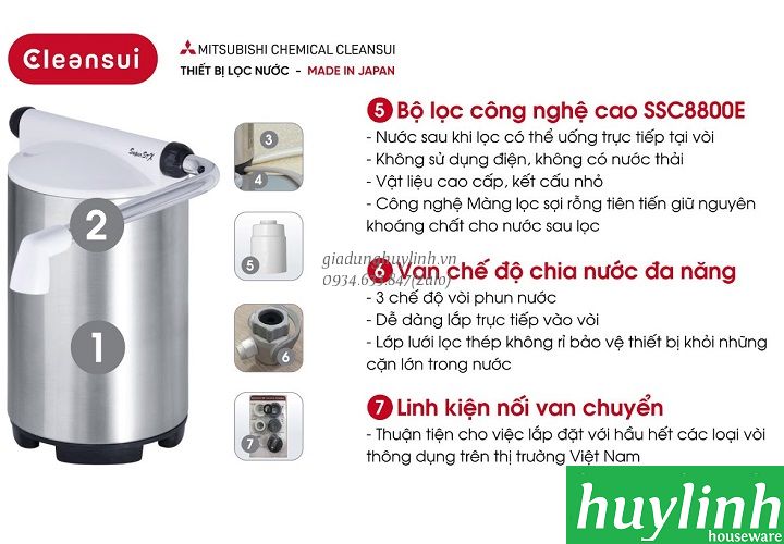Thiết bị máy lọc nước trên bồn rửa Mitsubishi Cleansui SSX880E - Made in Japan 5