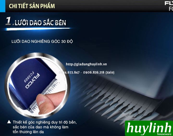 Tông đơ cắt tóc dùng pin Flyco FC5809 3