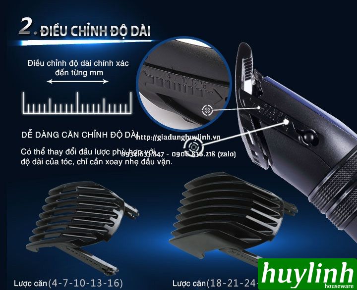 Tông đơ cắt tóc dùng pin Flyco FC5809 4