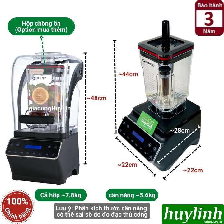 Máy xay sinh tố công nghiệp Uniblend One Touch - 1680W - Dung tích 1.8 lít - Điều khiển cảm ứng 2